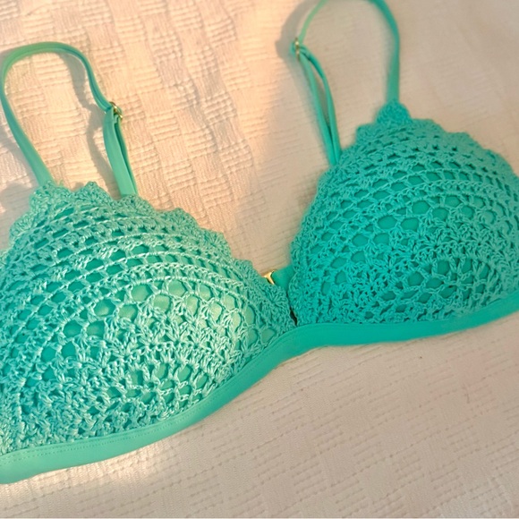 SO Other - Crochet Lace Bralette/Bikini Top in Teal.
